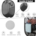 BATTOO Deluxe Strong Mesh Pop up Laundry Hamper Basket with Side Pocket for Laundry Room, Bathroom, Kids Room, College Dorm or Travel 2 Pack Black