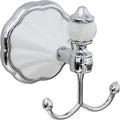 Double Robe & Towel Hook - White Porcelain & Chrome - Flora Series - 5 Year Warrantee