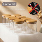 Extra Large Glass Flour and Sugar Storage Containers with Airtight Lid,132 floz x1 & 65 floz x1 [Set of 2] Big Glass Jars with Bamboo Lids, Air Tight Food Jar for Cereal, Pasta, Rice, Coffee