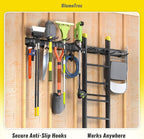 Garage Tool Organizer Wall Mount, 64" Heavy-Duty Metal Wall Organizer, 4 Rails with 8 Adjustable Hooks, Garden Storage Rack for Organization, Sturdy Tool Hanging Holder for Shovel Shed Yard