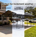 Heavy Duty Metal Carport Galvanized Steel All Weather Carport Canopy with Anchor Kit for RV Boat Truck Tractor Garage Shelter in 10x20 12x20 20x20 20x30 20x40 FT Easy Assembly Carports Kit (10x20 FT)