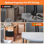 2 Pack Wall Hanging Storage Organizer, Wall Pocket Hanging Bag with Large Pockets & Sticky Adhesive Tape Wall Mounted Storage Door organizer for RV Camper Kitchen Office Black