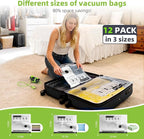 Vacuum Bags for Travel - USB Electric Pump, 12 Pack Carry-on Size Vacuum Seal Bags for Clothing - Space Saver Vacuum Storage Bags for Luggage, Travel Essentials.