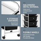 Yaheetech 4 Drawers Cart Rolling Storage Organizer Metal Frame Plastic Drawers Trolley Organizer on Wheels, Black