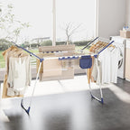 APEXCHASER Clothes Drying Rack Foldable - Drying Rack Clothing Large Space, Winged Laundry Rack with Sock Clips for Hanging Towels Clothes Dress Bedding Indoor Outdoor, White