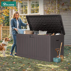 YITAHOME 220 Gallon Double-Wall Deck Box with Divider & Side Handles, Outdoor Large Storage for Patio Furniture Cushions, Garden Pool Accessories, Water Resistant & Lockable