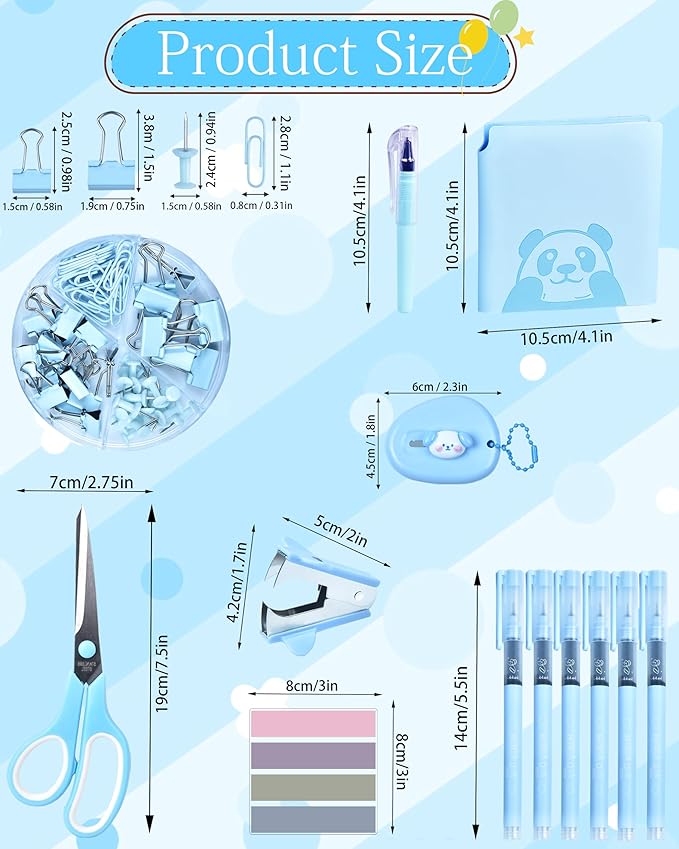 Blue Desk Accessories and Organizers with Desk Organizer and 360°Rotating Pen Holder stapler Pen and a Lot of Office Blue Office Supplies Beautifully Presented in a Gift Box
