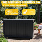 281 Gallon Outdoor Deck Box,Waterproof Resin Outdoor Storage Boxes, Outside Storage Lockable Container for Garden Tools,Indooor Cushions,Accessories (Black)