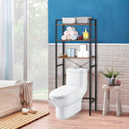 SUPER DEAL Over The Toilet Storage Shelf, 3-Tier Bathroom Organizer Space Saver Rack Wood Shelf, Rustic Brown