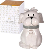 SPOTTED DOG GIFT COMPANY Ceramic Cookie Jar with Lid, Large Dog Treat Jar for Cookies & Biscuits, Cute Novelty Storage Container for Kitchen Counter, Gifts for Dog Lovers - 49oz White