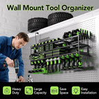 Power Tool Organizer Wall Mount with Charging Station – 12 Drill Holder Rack with 8-Outlet Power Strip, Heavy Duty Garage Battery Charging Station, Tool Storage Rack for DeWalt, Milwaukee