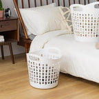 IRIS USA Laundry Basket Hamper, 27L Flexible Portable Plastic Dirty Clothes Bag with Ventilation Holes for Bedroom Bathroom Apartment Dorm Laundry Room Blankets Pillows Trinkets Organization, White