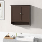 Giantex Bathroom Cabinet Wall Mounted - Over The Toilet Medicine Cabinet with Double Doors, Adjustable Shelf and Towels Bar, Above Toilet Storage Cabinet for Bedroom Kitchen Wall Cabinet (Coffee)