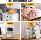 Hat Organizer Box, Stackable Clear Baseball Caps Holder Box Containers with Magnetic Door for Hats Snapback Cap Storag, Hat Rack Display Case, Holds 8 Hats Each (Clear, 4 Pack)