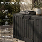 YITAHOME 60 Gallon Outdoor Storage Box, Large Water Resistant Resin Deck Box, Indoor Outdoor Lockable Rattan Storage Container for Patio, Garden, Cushions, Tools, Equipment (Black)