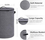 CHICVITA Large Laundry Hamper with Lid, 58L, Tall Clothes Laundry Basket for Bedroom, Rope Laundry Bin for Clothes, Blankets, Toys, Woven Laundry Basket for Living Room, 15 x 20 inches, Grey