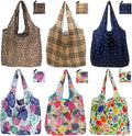 Reusable Grocery Bags, 6 Pack 50Lbs Foldable Fashion Washable Shopping Bags, Large Tote Bags For Groceries, Foldie Beach Bag, Foldable Travel Bag Gifts For Women