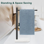 Hand Towel Holder, L-Shape Hand Towel Stand with Marble Base, Stainless Steel Swivel Hand Towel Rack Standing Towel Bar for Bathroom Kitchen Countertop, 1 Arm (Matte Black)