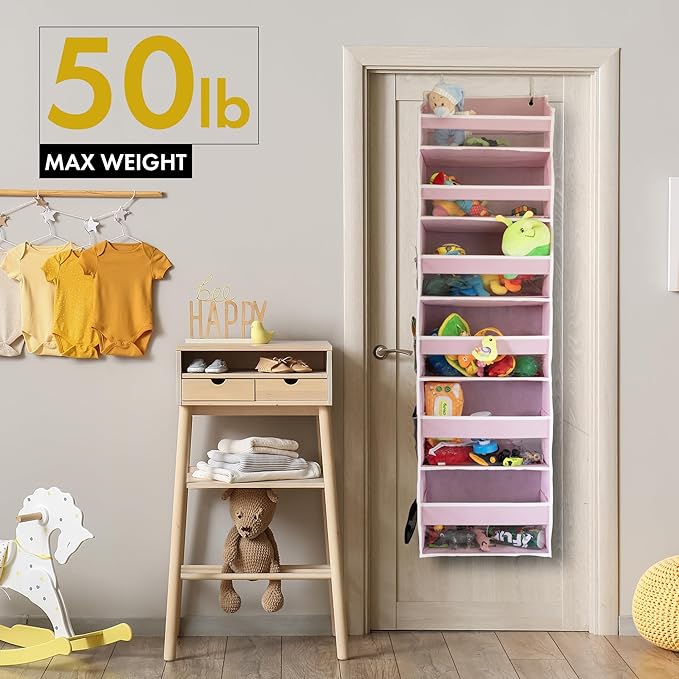 HOMELUX THEORY UPGRADED 6 Tiers Over The Door Organizer Hanging - 100D EXTRA THICK & 50lbs HUGE CAPACITY, 12 Side Mesh Pockets Over The Door Shoe Organizer, Hanging Closet Organizer (Light Gray, 1pc)