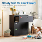 3 Drawer File Cabinet, Lateral Filing Cabinets for Home Office, Office Storage Drawers with Lock, Hanging Files Legal/Letter A4 Size (Assemble Required,Black)