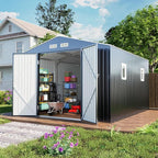 WACASA 10x12 FT Metal Shed Heavy-Duty | Military-Grade 20-Gauge Reinforced Frame with Powder Coating | 50 PSF Snow Load & 120 MPH Wind Rated | Garden Tool/Bike Skylight Building