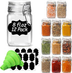 ComSaf Small Glass Jars with Airtight Lid Set of 12, Spice Jars 8 oz, Mason Jar 8 oz, Small Canning Jar, 8oz Jars with Lids for Kitchen, Jam, Jelly, Honey, Dessert, Salad, Shower Wedding Favors