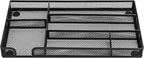 Annova Desk Drawer Organizer Tray for Office Organization - Metal Mesh - Storage Tray with Dividers for Pens, Desktop Accessories, Bathroom, Kitchen, Makeup and Office Supplies (Small, Black)