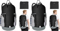 BALEINE 120L Laundry Bag Backpack, 900D Oxford Fabric Large Travel Laundry Bags with Shoulder Straps and 2 Mesh Pockets for College Dorm, Apartment, Laundromat (Black, 120L) (Pack of 2)