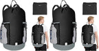 BALEINE 120L Laundry Bag Backpack, 900D Oxford Fabric Large Travel Laundry Bags with Shoulder Straps and 2 Mesh Pockets for College Dorm, Apartment, Laundromat (Black, 120L) (Pack of 2)