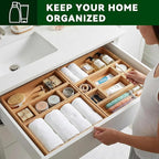 Bamboo Drawer Organizer 7 Pcs for Kitchen Multi-purpose Storage Dividers for Kitchen, Office, Jewelry, Cosmetics, Wooden Drawer Dividers for Drawer Organizer Desk Organizer Gift for Women Gifts Idea