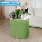 efluky Laundry Hamper with Lid, Double Laundry Hamper with 2 Removable Bags, 2 Section Laundry Basket with Bamboo Handles for Bathroom, Bedroom & Laundry Room,140L Green