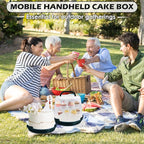 Cake Carrier Round Cake Stand Plus Height Cake Container with Cupcakes Pad, Handle, Lid Reusable Package Box for Transporting Desserts,Pie,Toast,Fruit (10" Black)