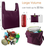 BeeGreen Burgundy Reusable Grocery Bags with Zipper Storage Pouch 10 Packs Wine Red Reusable Shopping Bags Bulk Foldable-Machine Washable