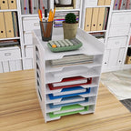 Natwind 7 Tier 10”x12” Scrapbook Paper Organizer For Desk,White File Organizer,Office Desk Organizers,Stackable Letter Tray,Paper Sorter,Document Storage Rack for Home Office School Classroom