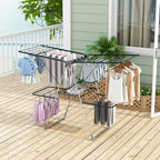 Giantex Clothes Drying Rack, Foldable Laundry Drying Rack with 33 Drying Rails, 3-Level Adjustable Height, Versatile Clips, Wave-Shaped Bars, Collapsible Freestanding Airer for Indoor Outdoor