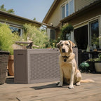 120 Gallon Outdoor Deck Box,Waterproof Resin Outdoor Storage Boxes, Outside Storage Lockable Container for Garden Tools,Indooor Cushions,Accessories (Grey)
