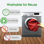 BeeGreen Christmas Red Reusable Grocery Bags with Zipper Storage Pouch 10 Packs Red Reusable Shopping Bags Bulk Foldable-Machine Washable