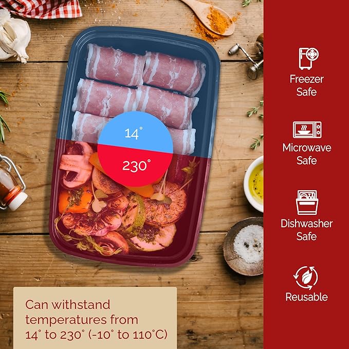 Reli. Meal Prep Containers (50 Pack, 32 oz.) | 1 Compartment Food Containers with Lids | Microwavable Freezer Dishwasher Safe - Bento Box