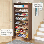 Tribesigns 2PCS Shoe Cabinet, 9 Tiers 40-45 Pairs Heavy Duty Wood Freestanding Shoe Storage Cabinet, 70.8'' Tall Shoe Cabinet with Open Storage for Entryway (Brown)