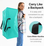 6 Pack Heavy Duty Large Moving Bags W/Backpack Straps - Strong Handles & Zippers, Storage Totes For Space Saving, Fold Flat, Alternative to Moving Box and Storage Bin, Aquamarine