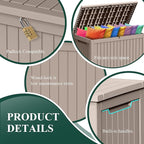 230 Gallon Resin Large Deck Box, Waterproof Outdoor Storage box for Patio Cushions, Garden Tools, Lockable (Brown)