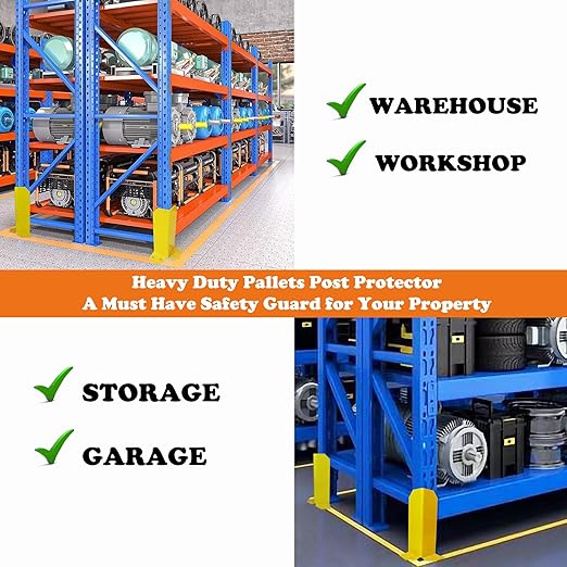 Pallet Rack Post Protectors 16" Height Steel Rack Guard, Safety Yellow Racking Guard for Pallet Edge Protection (2 Packs)