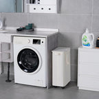 Slim Laundry Hamper with Lid and Wheels, Small Rolling Laundry Basket with Handle for Small Spaces, Tall Dirty Clothes Hampers for Dorm, Bathroom and Bedroom, 55L, Beige