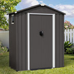 Shintenchi 5x3 FT Outdoor Storage Shed with Window, Lockable Outdoor Waterproof Tool Storage Sheds, Weather Resistant Tool Storage House Shed for Garden, Backyard, Patio Utility Tool Storage,Dark Gray
