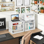 Simple Trending Desk File Organizers, 4-Tier Letter Tray Paper Organizer with File Holder, Wooden Paper Sorter for Office Supplies, White