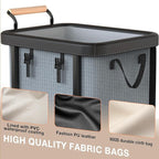 40 Gal (150L) Laundry Hamper with Lid, Leather Patchwork Laundry Basket with Rolling Lockable Wheels and Handle, Laundry Basket Organizer for Laundry Room, Bedroom and Bathroom,Laundry Room - Gray