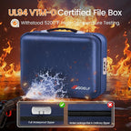 Fireproof Document Box with Lock, 5200°F Fireproof Water Resistant Hard Case File Organizer Safe Box for Important Documents, Certificates, Laptop, Passports (Blue)