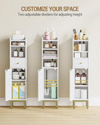 Bathroom Storage Cabinet, Corner Floor Cabinet with Drawers and Doors, Narrow Toilet Paper Holder, Bathroom Organizer with Adjustable Shelf, for Small Spaces, White BC19803GV1