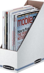 Bankers Box 10723 Corrugated Cardboard Magazine File, 4 x 9 1/4 x 11 3/4, White (Case of 12)