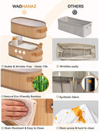 Toilet Paper Storage Basket Bathroom Counter Organizer Bamboo Baskets for Organizing, with Lid & Handels-Decorative Storage Set, 4-Pack